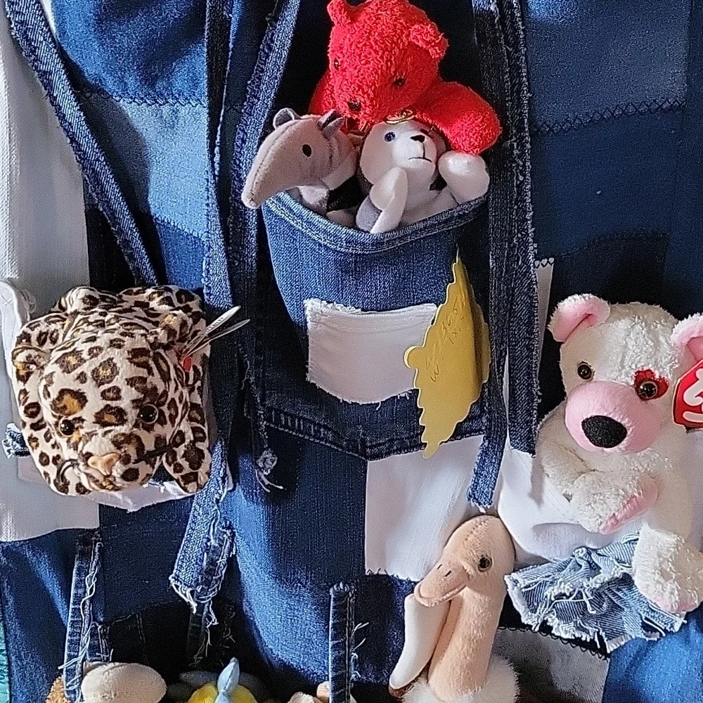 Upcycled Molly Made It Organizer Hand Crafted made from blue & white denim jeans - Picture 12 of 16